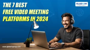 A black t shirt man is taking a meeting on the best video meeting platforms
