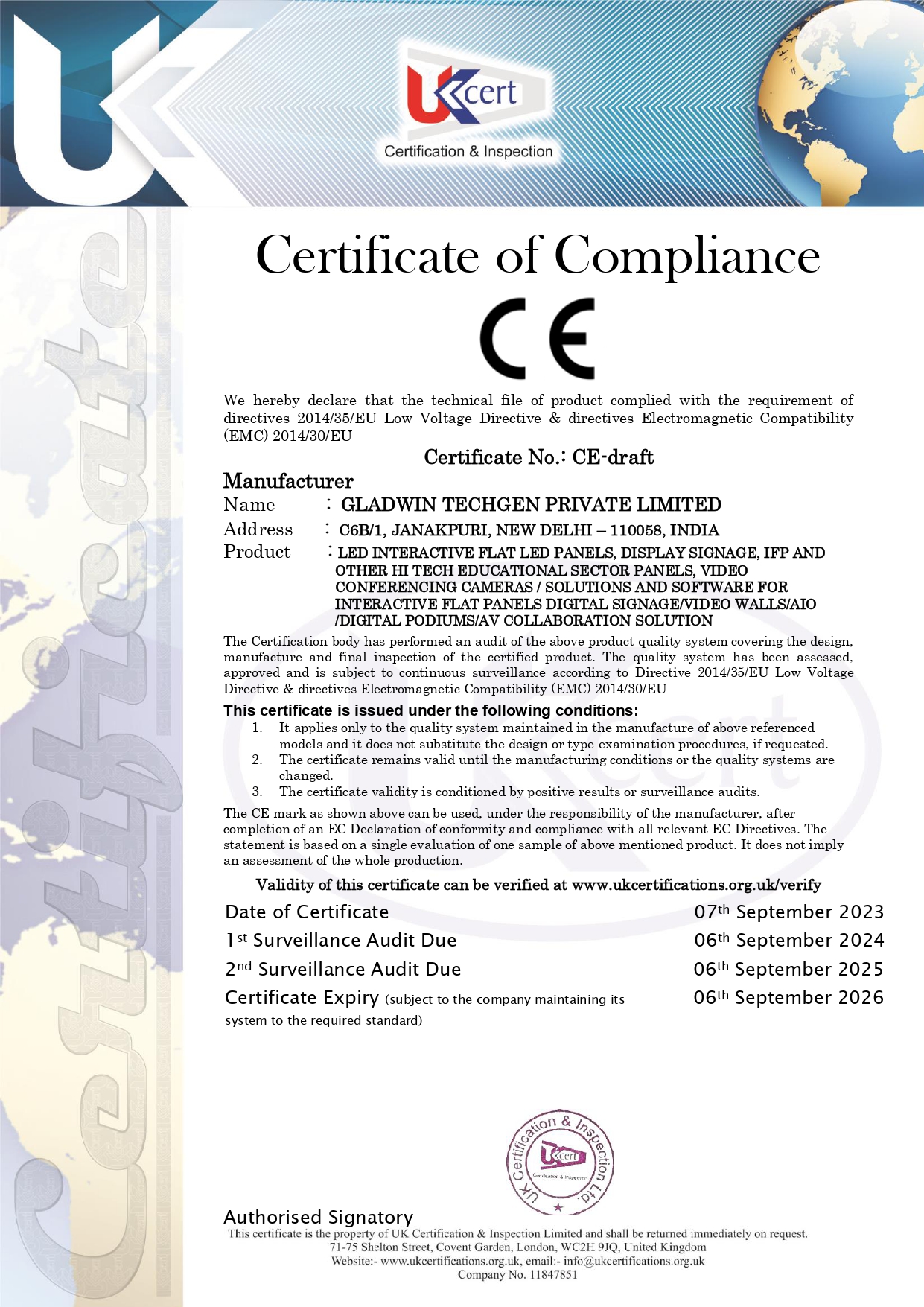 GLADWIN TECHGEN PRIVATE LIMITED ukcert ce mark lvd emc draft Copy page 0001